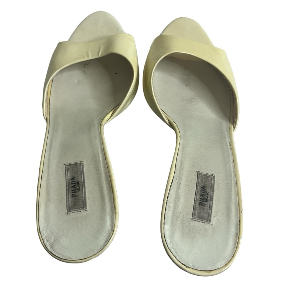 PRADA Patent Leather Peep Toe Heel Off-White 38.5 - Picture 7 of 15